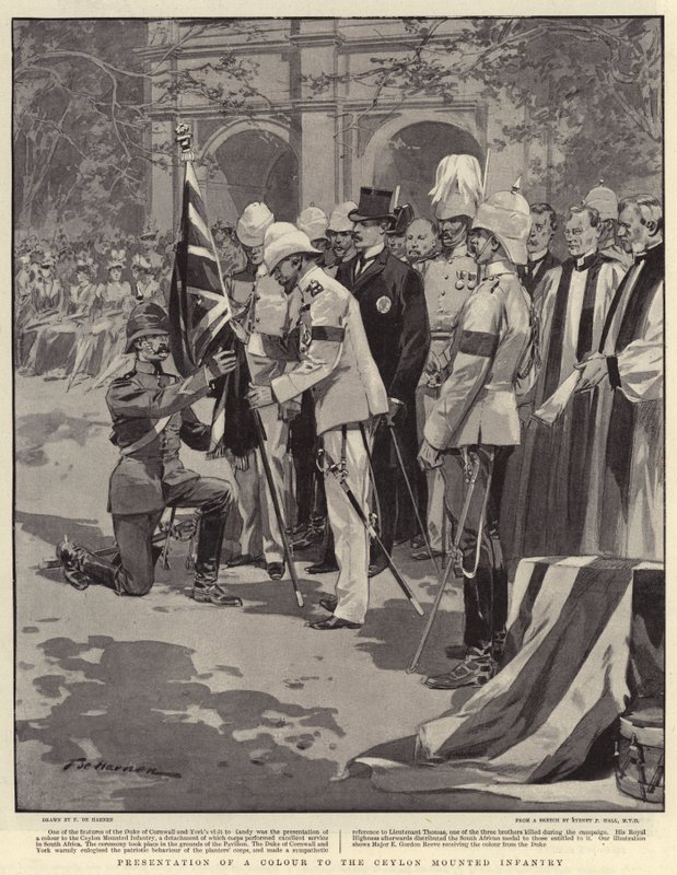 Presentación de un color a la Infantería Montada de Ceilán de Frederic de Haenen