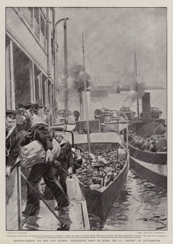 Refuerzos para la estación del Cabo, marineros embarcando en el SS Briton en Southampton de Frederic de Haenen