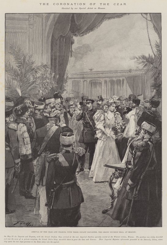 La Coronación del Zar, Llegada del Zar y la Zarina con su Hija Infante, la Gran Duquesa Olga, a Moscú de Frederic de Haenen