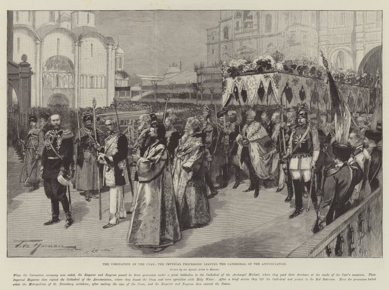 La coronación del Zar, la procesión imperial saliendo de la Catedral de la Anunciación de Frederic de Haenen