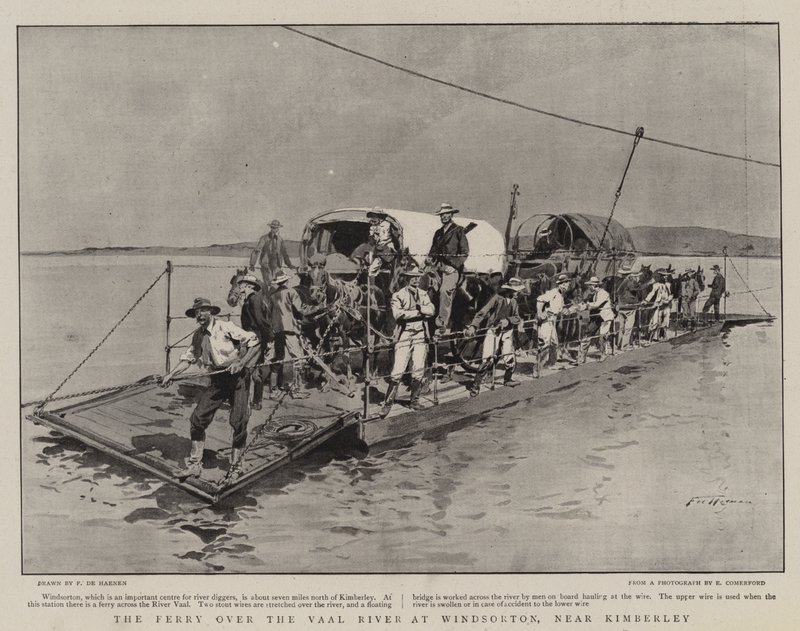 El ferry sobre el río Vaal en Windsorton, cerca de Kimberley de Frederic de Haenen