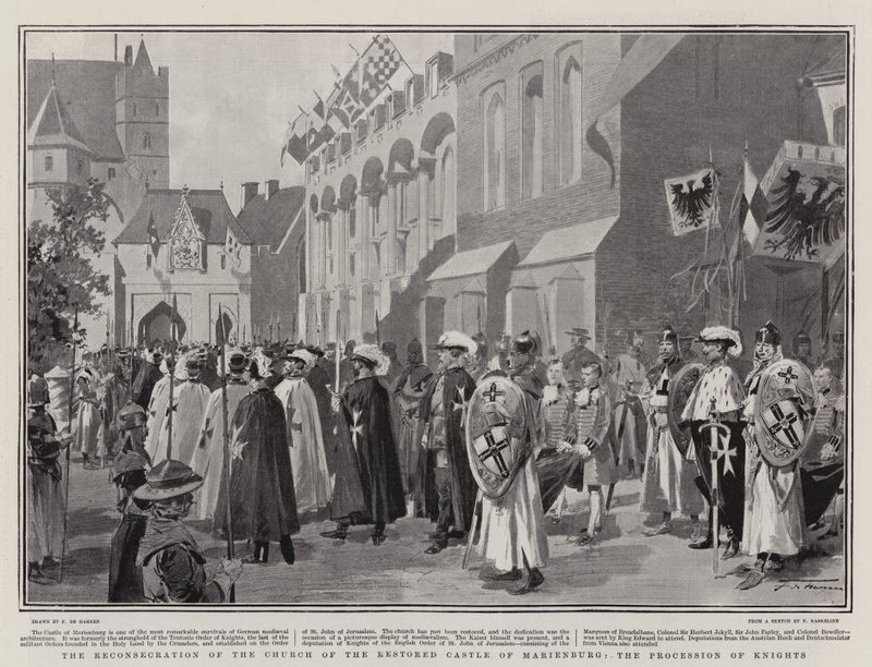 La reconsagración de la iglesia del castillo restaurado de Marienburg, la procesión de los caballeros de Frederic de Haenen