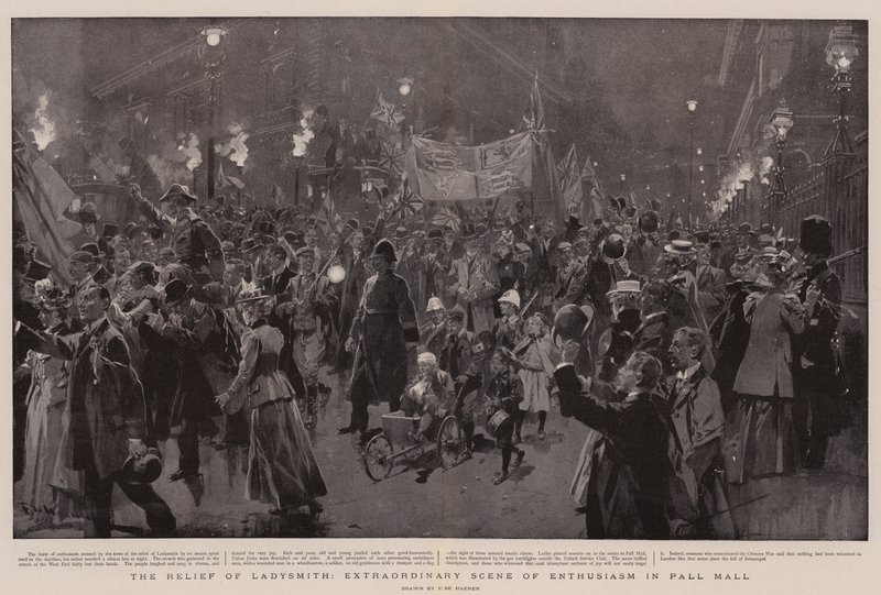 El Alivio de Ladysmith, Escena Extraordinaria de Entusiasmo en Pall Mall de Frederic de Haenen