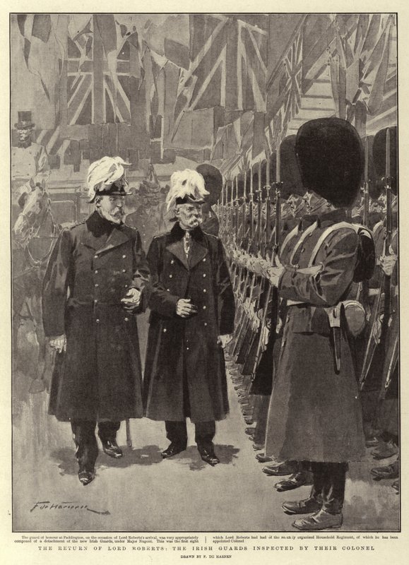 El Regreso de Lord Roberts, los Guardias Irlandeses Inspeccionados por su Coronel de Frederic de Haenen