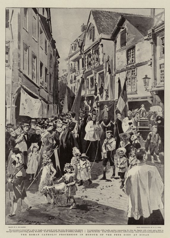 La procesión católica romana en honor de la Fête-Dieu en Dinan de Frederic de Haenen