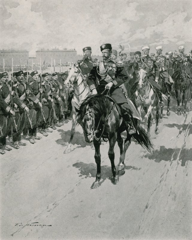 El zar revisando sus tropas de Frederic de Haenen
