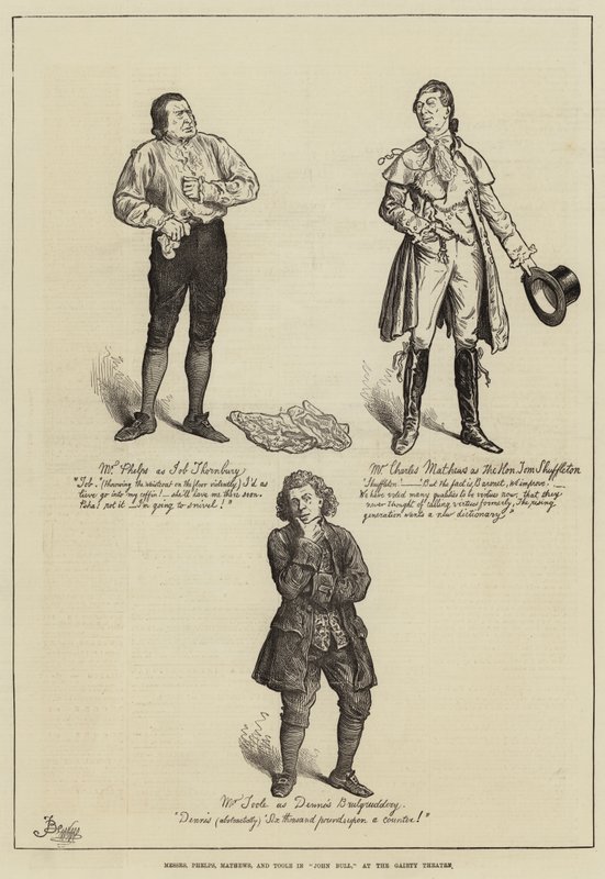 Messers Phelps, Mathews y Toole en John Bull, en el Teatro Gaiety de Frederick Barnard