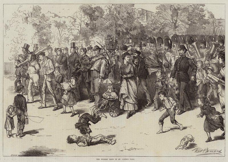 La banda de los guardias en el parque St James de Frederick Barnard