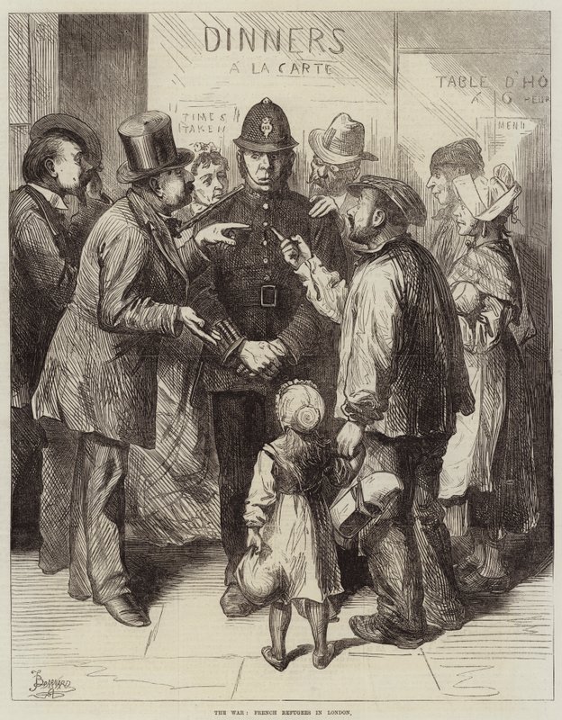 La guerra, refugiados franceses en Londres de Frederick Barnard