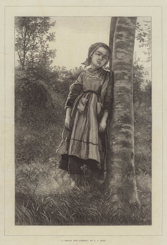 Una chica bretona, atardecer de Frederick John Skill