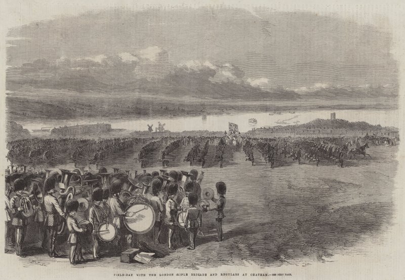 Día de campo con la Brigada de Fusileros de Londres y Regulares en Chatham de Frederick John Skill