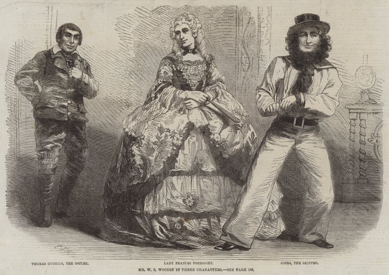 El Sr. W S Woodin en tres personajes de Frederick John Skill
