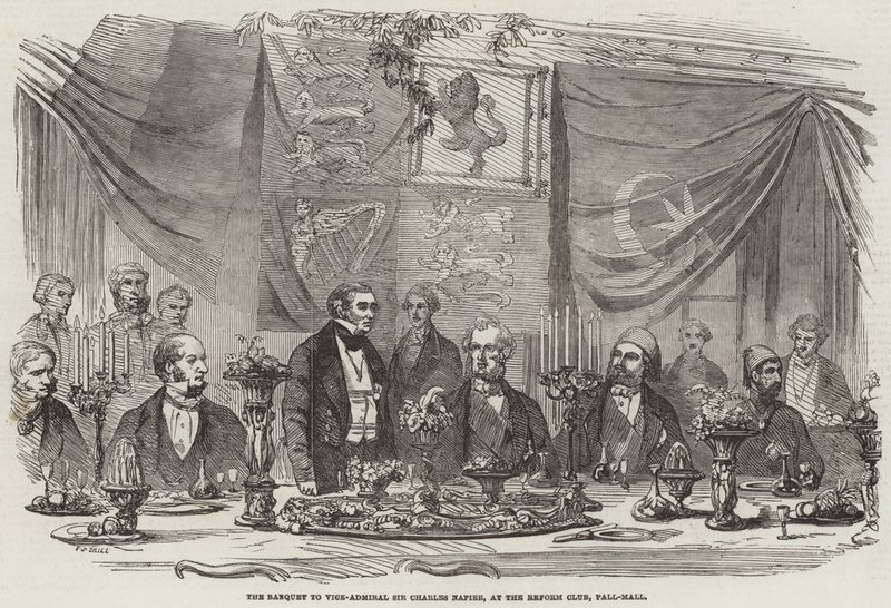 El banquete al vicealmirante Sir Charles Napier, en el Reform Club, Pall-Mall de Frederick John Skill