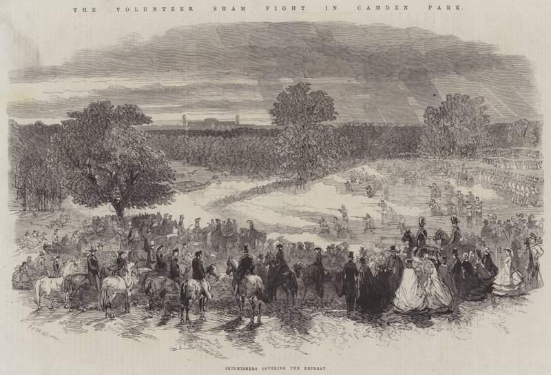 La Lucha Simulada del Voluntario en Camden Park, Tiradores cubriendo la Retirada de Frederick John Skill