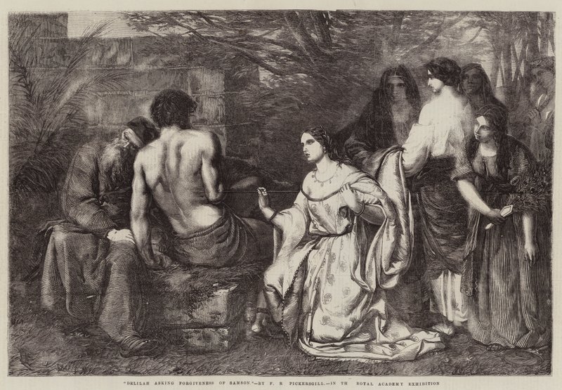 Dalila pidiendo perdón a Sansón de Frederick Richard Pickersgill