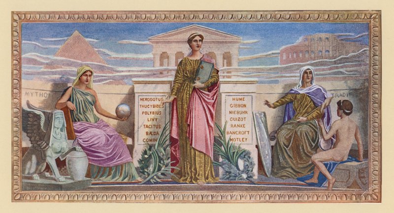Historia (litografía en color) de Frederick (after) Dielman