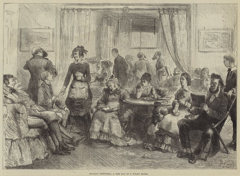 Bocetos de vacaciones, un día lluvioso en un hotel galés de Frederick Barnard