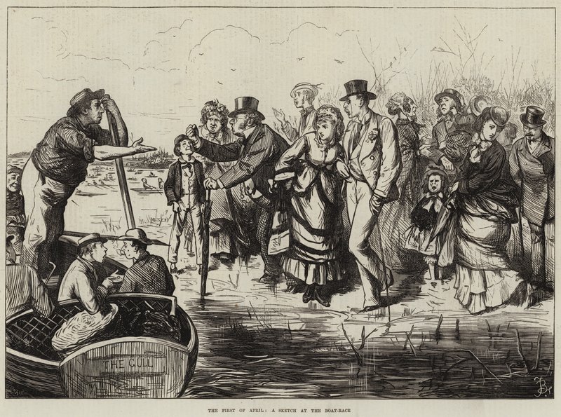 El primero de abril, un boceto en la carrera de botes de Frederick Barnard