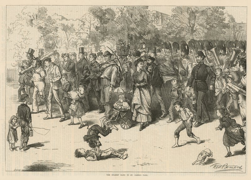 La Banda de la Guardia en el Parque St James de Frederick Barnard
