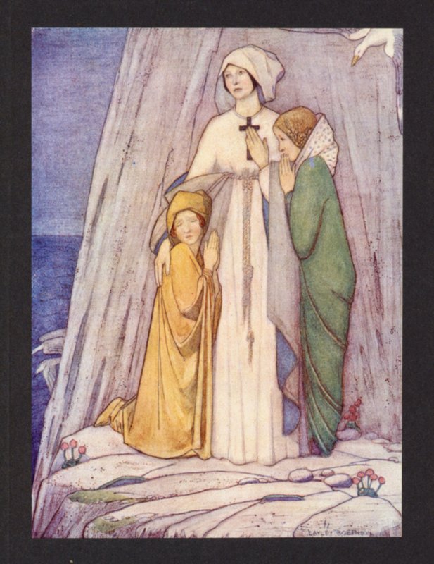 Santa Etheldreda, siglo VIII, Fiesta del 23 de junio (litografía en color) de Frederick Cayley Robinson