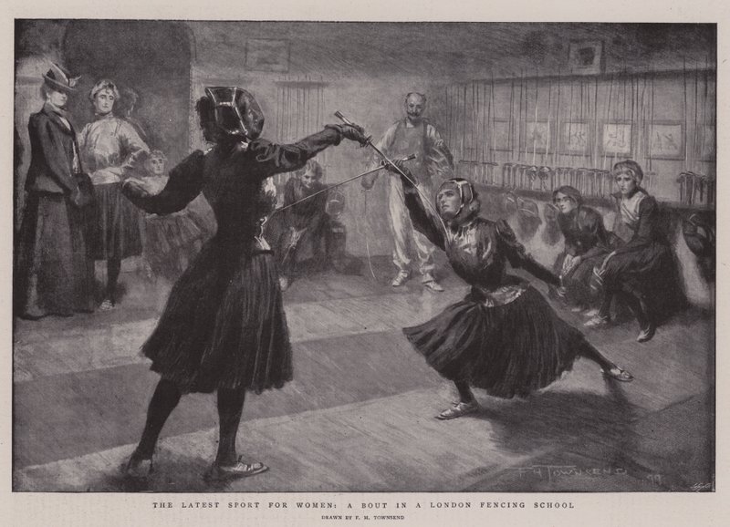 El Último Deporte para Mujeres, un Combate en una Escuela de Esgrima de Londres de Frederick Henry Townsend