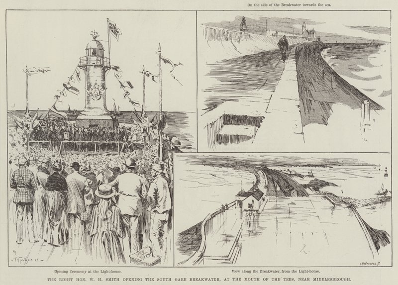 El Muy Honorable W H Smith inaugurando el rompeolas de South Gare, en la desembocadura del Tees, cerca de Middlesbrough de Frederick Henry Townsend