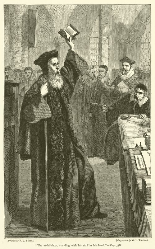 El arzobispo, de pie con su bastón en la mano de Frederick John Skill