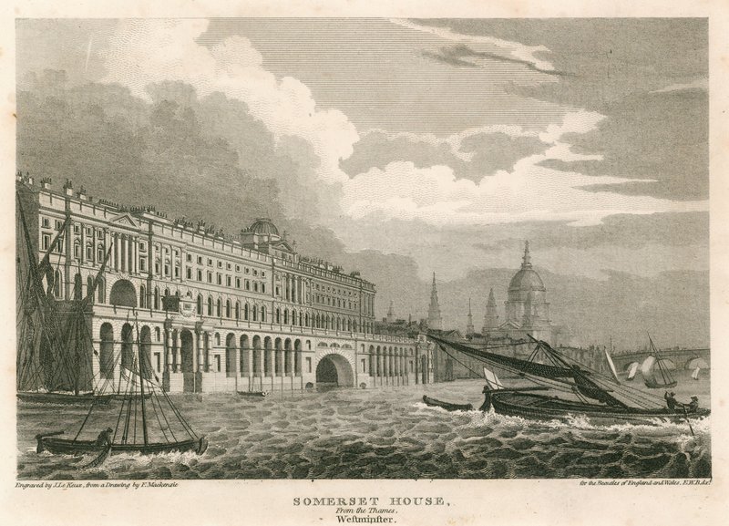 Vista de Somerset House, The Strand, Londres, desde el Támesis, Westminster de Frederick Mackenzie
