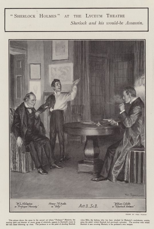 Una representación de Sherlock Holmes en el Teatro Lyceum, Londres de Frederick Pegram