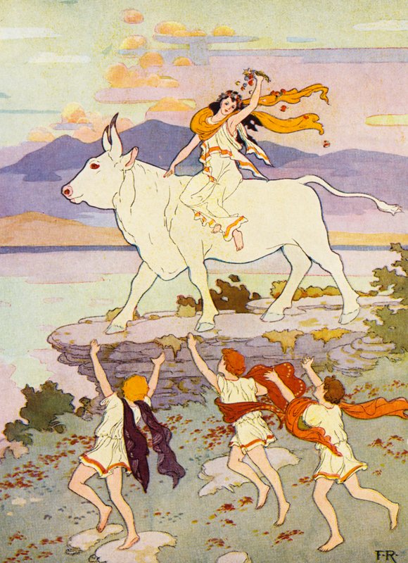 Europa agita la mano y grita "Adiós" (litografía en color) de Frederick Richardson