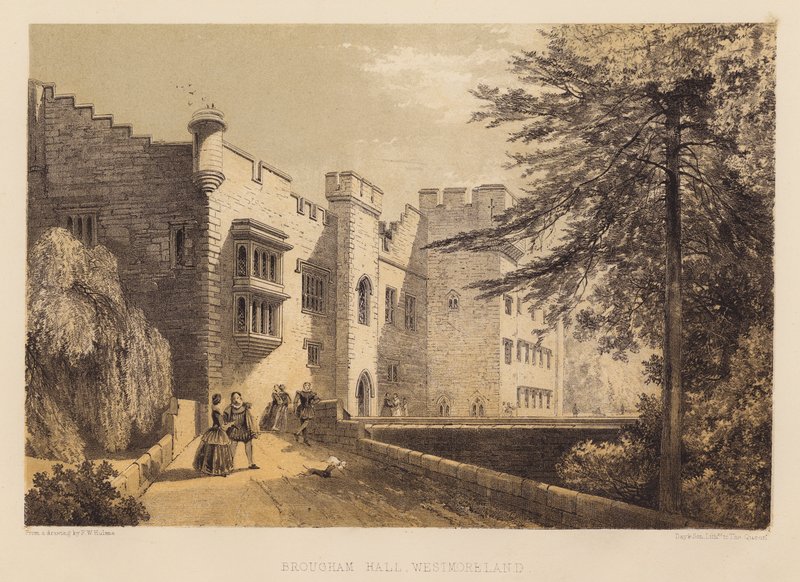 Brougham Hall, Westmoreland (aguatinta) de Frederick William Hulme