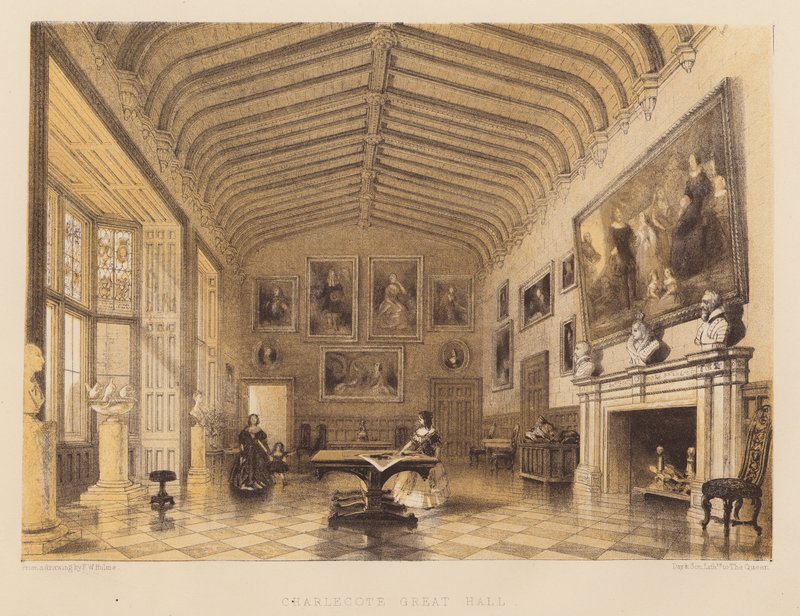 Gran Salón Charlecote (aguatinta) de Frederick William Hulme