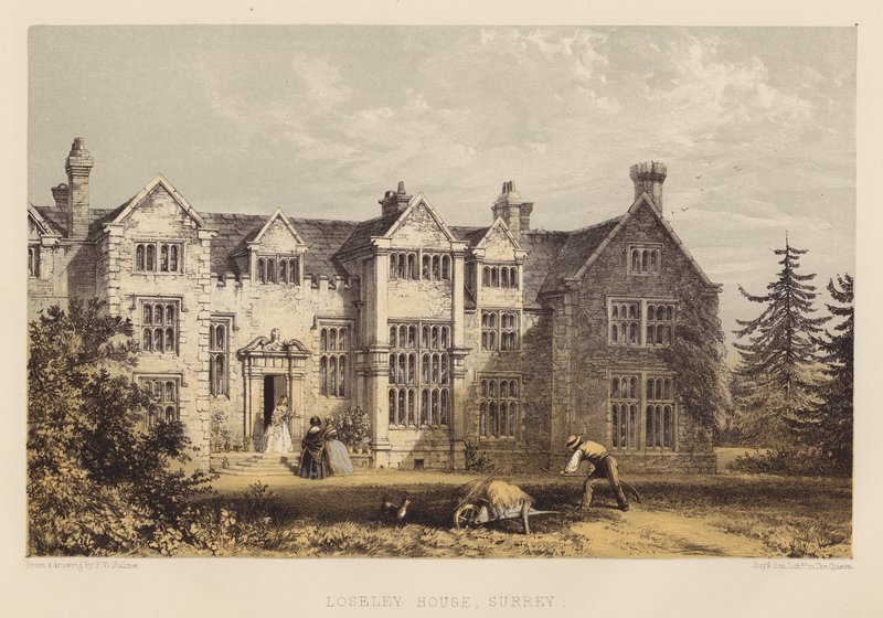 Casa Loseley, Surrey (aguatinta) de Frederick William Hulme