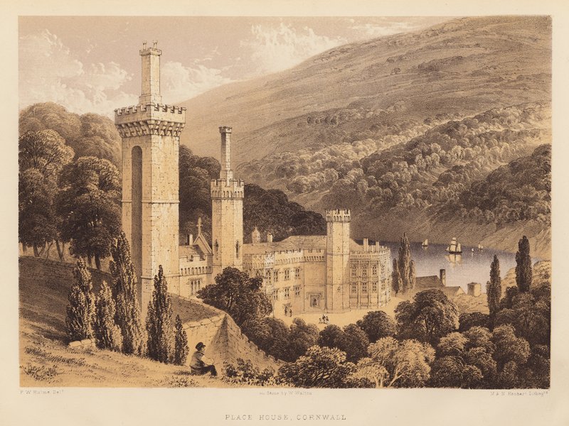 Place House, Cornualles (aguatinta) de Frederick William Hulme