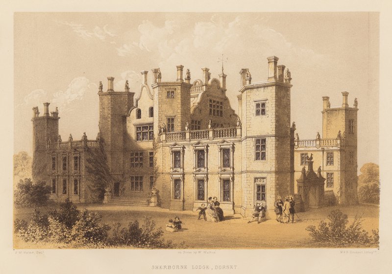 Sherborne Lodge, Dorset (aguatinta) de Frederick William Hulme