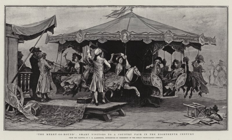 El carrusel, visitantes elegantes en una feria campestre en el siglo XVIII de Frederik Hendrik Kaemmerer