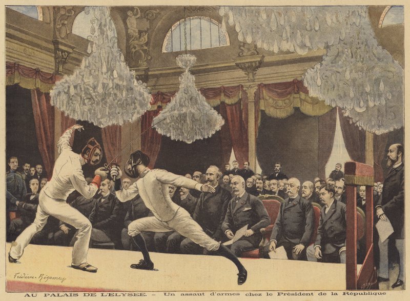Un combate de esgrima ante el presidente de Francia en el Palacio del Elíseo de French School