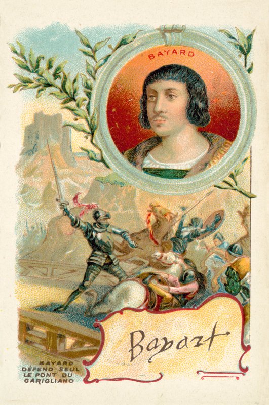 Bayard defendiendo el Puente de Garigliano solo, 1503 de French School