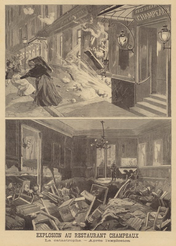 Explosión en el Restaurante Champeaux, París de French School