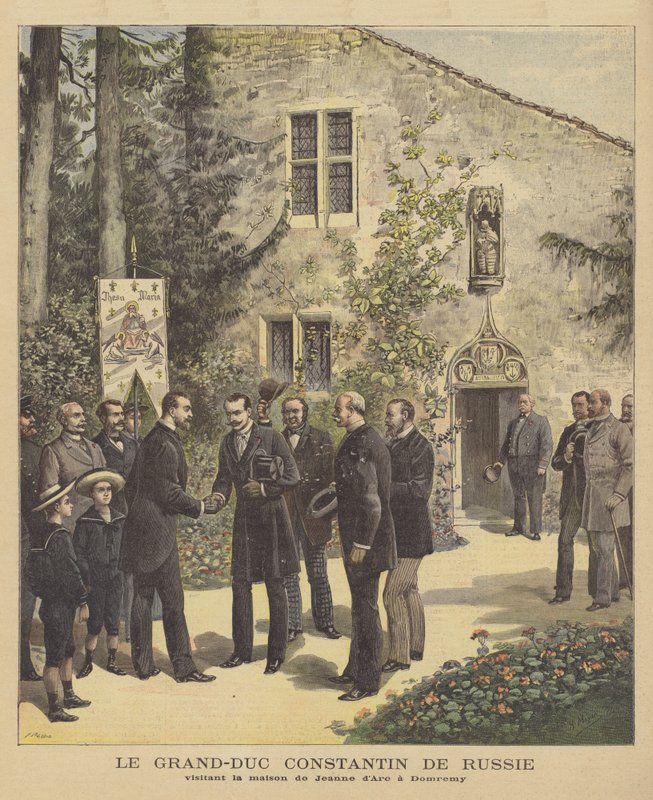 Gran Duque Konstantin de Rusia visitando la casa de Juana de Arco en Domrémy de French School