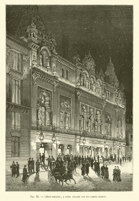 El Teatro Eden, en París iluminado por las lámparas de Siemens de French School