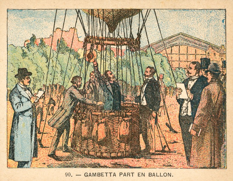 Léon Gambetta escapando del Sitio de París en un globo, 1870 de French School