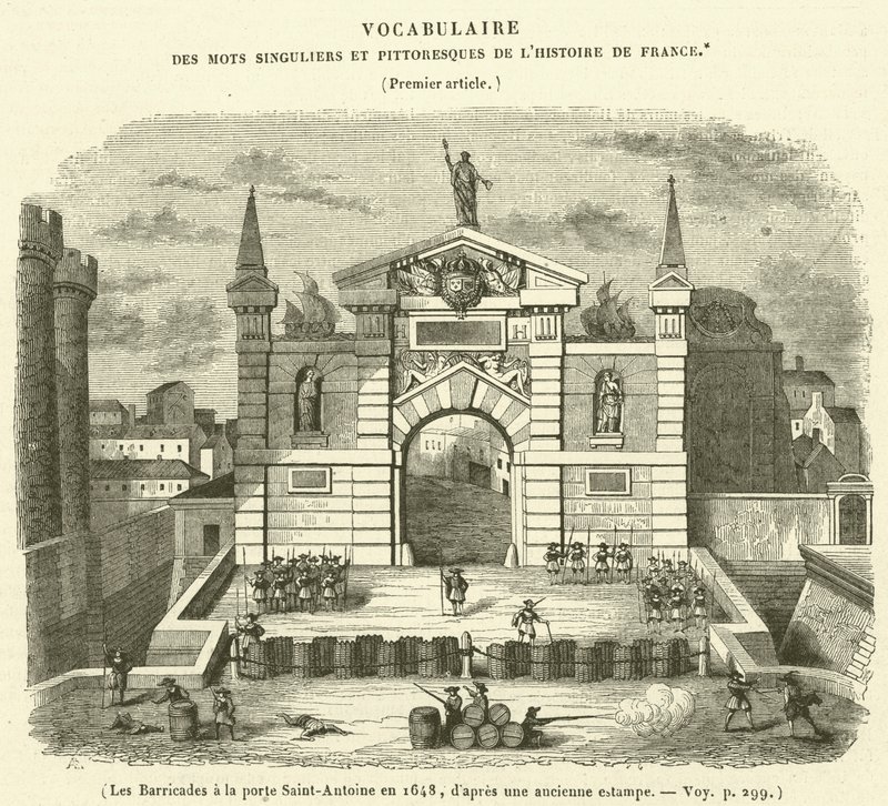 Las barricadas en la puerta Saint-Antoine en 1648 de French School