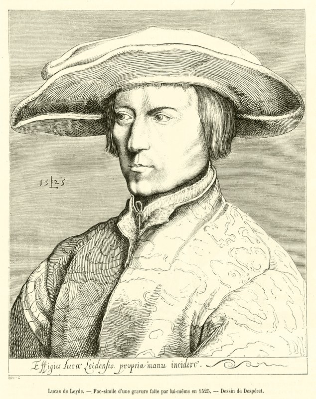 Lucas de Leyde, Facsímil de un grabado hecho por él mismo en 1525 de French School