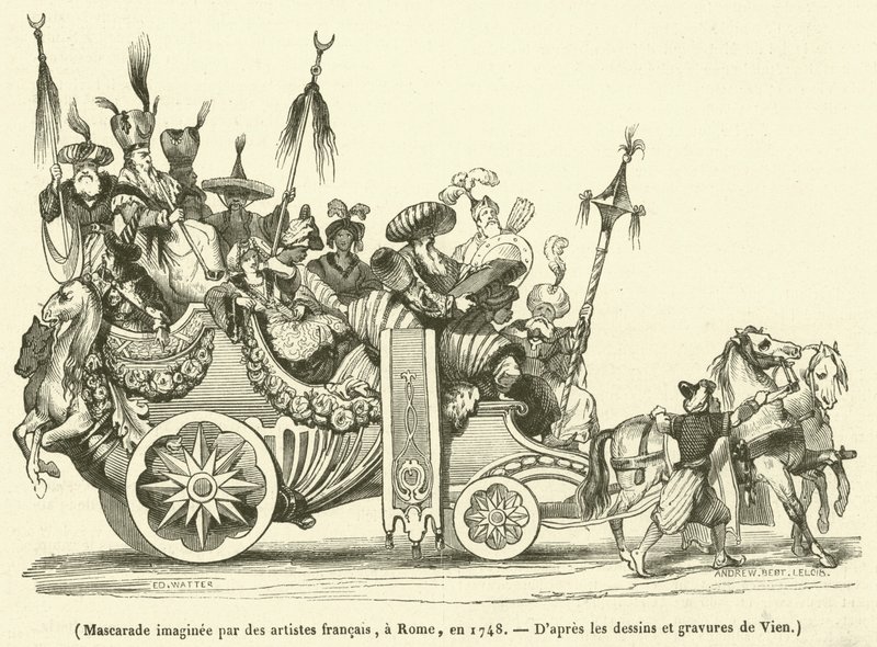 Mascarada imaginada por artistas franceses, en Roma, en 1748 de French School
