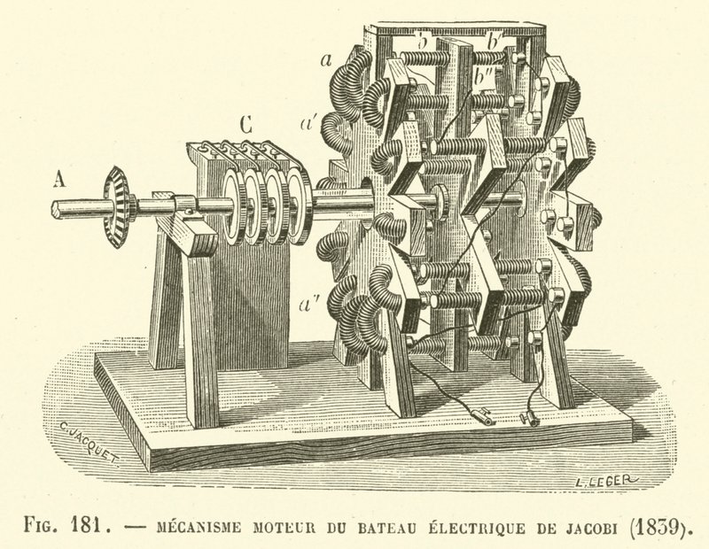 Mecanismo Motor del Barco Eléctrico de Jacobi, 1839 de French School