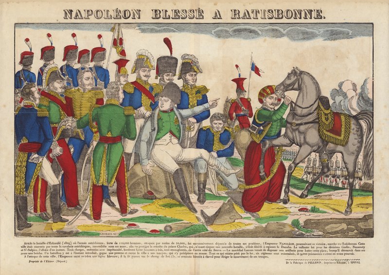 Napoleón herido en Ratisbona de French School
