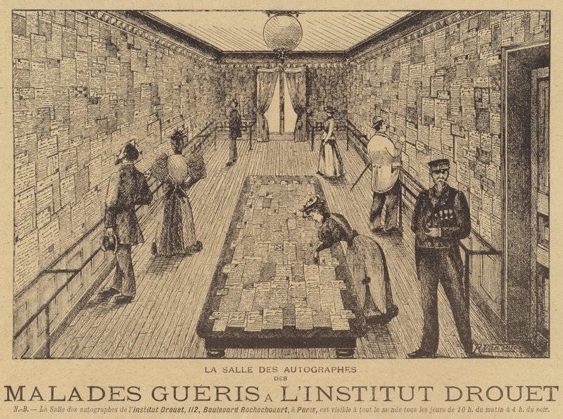 Sala llena de cartas de pacientes curados en el Institut Drouet de French School
