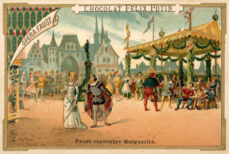 Escena de Fausto, una ópera de Charles Gounod de French School