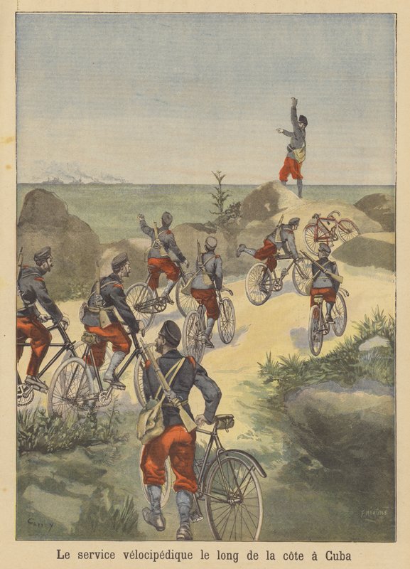 Tropas ciclistas españolas en la costa cubana durante la Guerra Hispanoamericana de French School